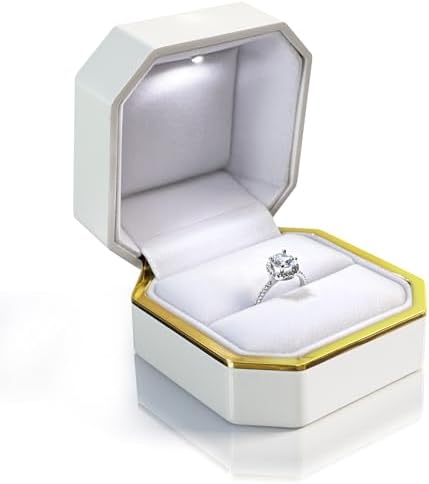 LED Ring Box for Proposal Engagement wedding Prepared for Gifts，Luxury Ring Box The Best Gifts are for the People Who Matter Most to You,Square Velvet Case Jewelry Gift Box (Pure - white)