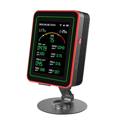 Wsikafxn 15in1 Tuya WIFI�[�d���ƒ�p�f�W�^����C�i�����m�� CO2/CO/TVOC/HCHO/PM2.5/ ���x/���x�v Multi Clock A