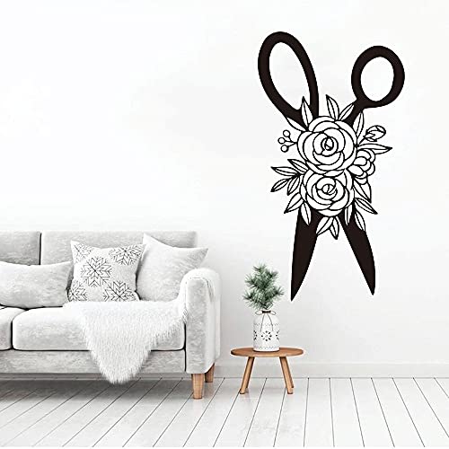 NSRJDSYT Forbici Fiore Decalcomania della Parete Cucito Sartoria Parrucchiere Arredamento per Porte E Finestre Adesivi in Vinile Carta da Parati Rosa 75x136cm