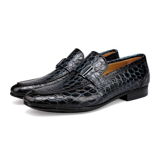 Image of Premium Dress Shoes for Men, Classic Alligator Printed Business Leather Dress Slip on Loafer Shoes for Mens