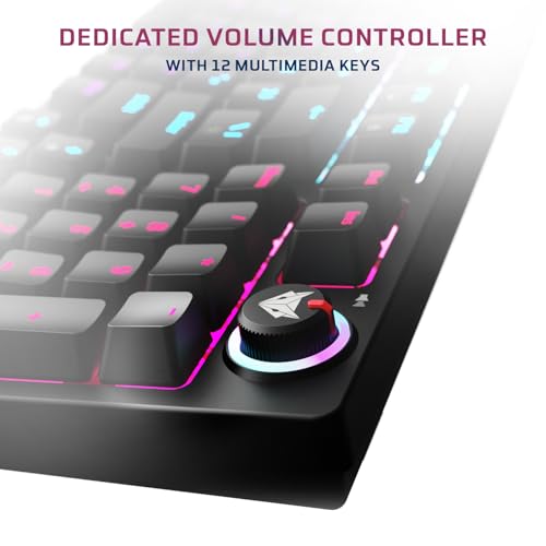 Image of EvoFox Katana X2 FS Mechanical Gaming Keyboard | 3‑Pin Replaceable Clicky Blue Switches, Dynamic Backlighting, All Keys Anti‑Ghosting, Volume Knob, Copilot, Xbox Gamebar, Screenshot & More (Black)