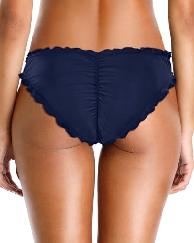 Image of Tempt Me Women Twist Bikini Bottom Moderate High Cut Bathing Suit Bottoms Ruched Swimsuit Bottom