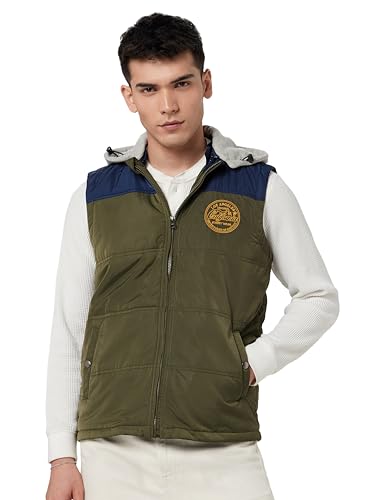 Image of Max Men Polyester Colorblocked Hooded Standard Length Puffer Jacket