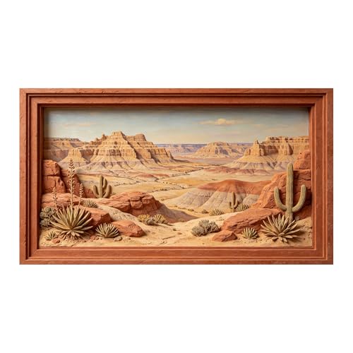 Paisaje de cactus 3D en tela mate extraíble para decoración rústica