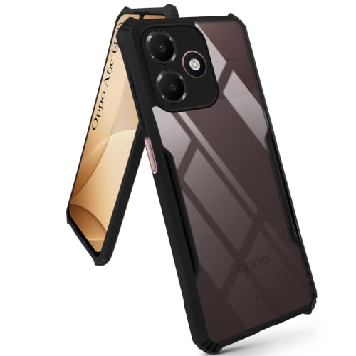 Image of Jkobi Hybrid Back Cover Case for Oppo A6c 4G (Shockproof with Polycarbonate Clear Panel | Professional Black)