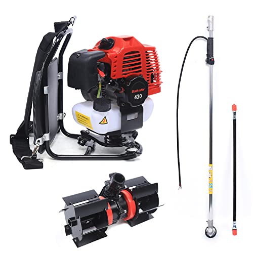 PIAOCAIYIN Backpack Brush Cutter, 3 in 1 43cc 2-Stroke Gas Garden Brush Cutter, Single Cylinder Air-Cooled Grass Trimmer Lawn Mower, Gas Weeding Machine for Garden, Lawn Tiller Machine