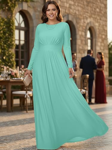 Image of KOH KOH Womens Long Sleeve Flowy Modest Elegant Evening Maxi Dress Gown