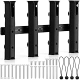 Motionchic Adjustable Fishing Rod Holders for Bike 4 Tube Wall Mounted Fishing Rod Holders for Boat, Golf Cart, Garage, Kayak, Crate, Wagon & Rv, with Mounting Screws and Elastic Cords(Black)