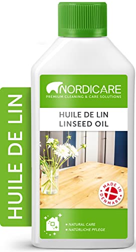 Nordicare huile de lin [500ml] huile de lin pour bois universel I protection du bois 100% biologique I huile de lin bio pour bois interieur et exterieur I huile bois, huile de lin cuite Cover