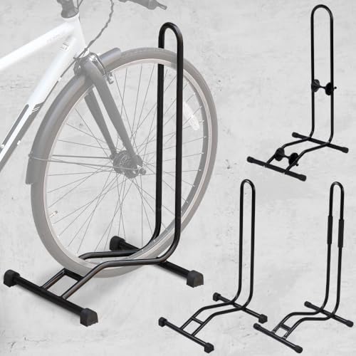 自転車スタンド L字型 1台用 20～29インチ タイヤ幅9cm対応 ロードバイク クロスバイク 駐輪スタンド サイクルスタンド 転倒防止 室内 屋外 (クッションなし)