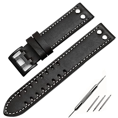 Bracelet montre cuir véritable 22mm pour Hamilton Khaki et Seiko