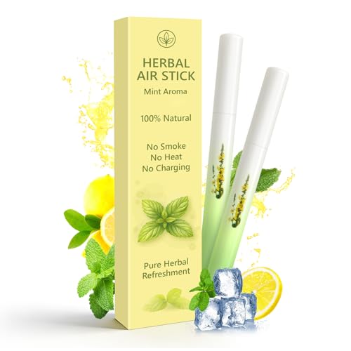 Smokeless Herbal Air Stick 2pack Non Electric Long-Lasting Flavored Air Refreshing Support Oral Fixation Menthol Essential Oils Craving Relief Nicotine & Tobacco Free smokeless inhaler