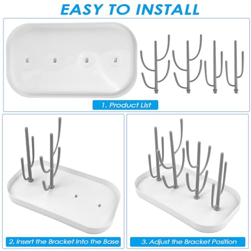 Dalephoric Estante para Secar Biberones, Libre de BPA, Escurre Biberones Portabotellas, Estante de Secado de Biberones, Desmontable Bandeja, Ahorra Espacio, para Vasos y Tetinas Accesorios (Gris)