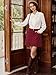 Belle Poque Women Fall Corduroy Skirt Basic Short Mini Skirt with Pockets for Winter Trend Wine Red L