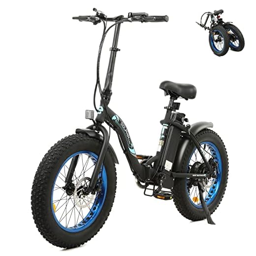 ECOTRIC 20" Folding Electric Bike Ebike 36V/12.5AH Lithium Battery 500W Powerful Rear Motor Step-Through Fat Tire Bicycle Shimano 7 Speed Gear (Black/White) 90% Pre-Assembled