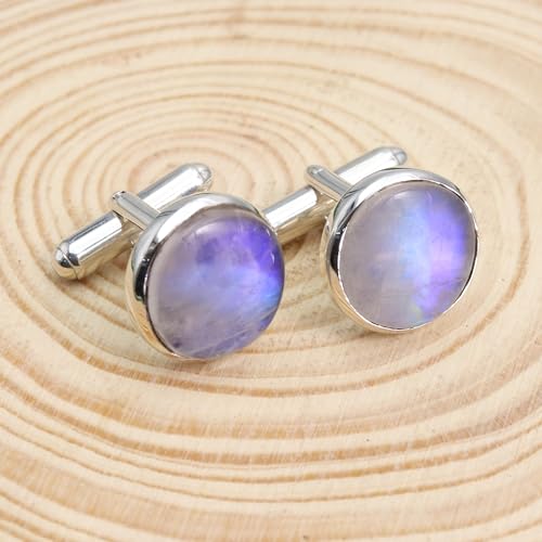 Mancuernillas de Plata 925 con Piedra Luna para Hombre miniatura 2