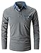 Produktbild LIUPMWE Poloshirt Herren Langarm Golf T-Shirt Einfarbig Slim Fit Denim Polo Shirts Baumwolle Polohemd,Grau,XL
