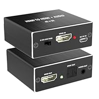 HDMI Audio Splitter, 4K 2K Audio Extractor kompatibler HD MI Eingang zu HDMI + optischer Digitalausgang + 3,5-mm Stereoausgang, Adapter für PS5/PS4/PS3/Blu-ray/HDTV