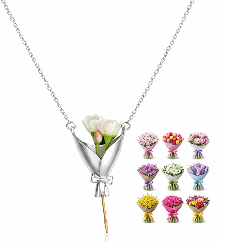 Cfboath Flower Holder Necklace for Women DIY Flower Bouquet Necklace Mini Vase Pendant Wearable Floral Jewelry Insert Fresh or Dried Flowers Gifts for Teachers Mom Daughter Bride Bridesmaids