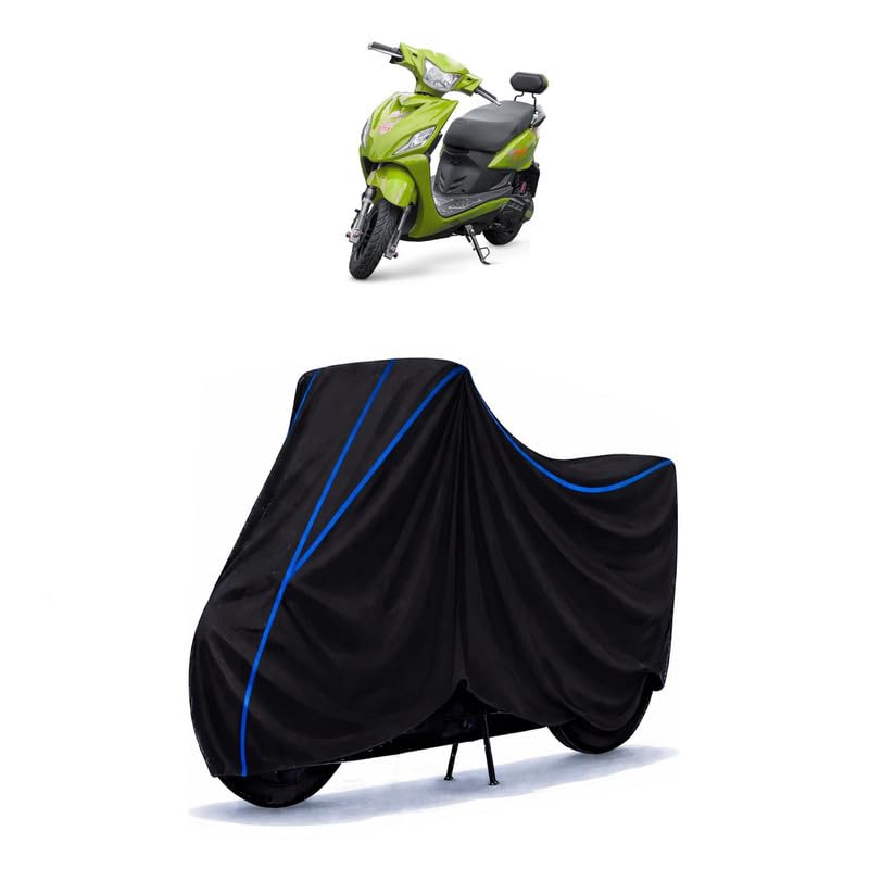 Image of Scooty Cover Water Resistant for Yo Edge DX | Universal Scooter & Bike Cover | Heavy Duty UV Dust, Rain & Scratch Protection | Elastic Fit All Weather Indoor Outdoor | Black with Blue Piping