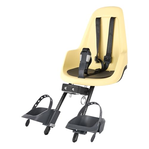BOBIKE 8012500001 - GO MINI Fahrradkindervordersitz für Fahrräder mit 26” bis 29” Laufrädern geeignet für Kindermit Verankerung im Gabelschaft in Farbe Zitronensorbet