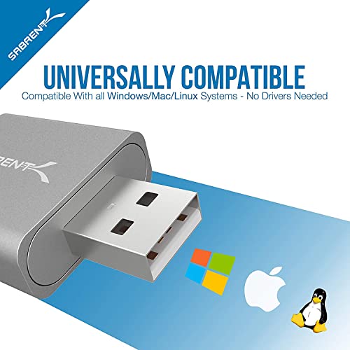 SABRENT Aluminum USB External Stereo Sound Adapter for Windows and Mac. Plug and Play No Drivers Needed. [Silver] (AU-EMAC) - Thumbnail 6