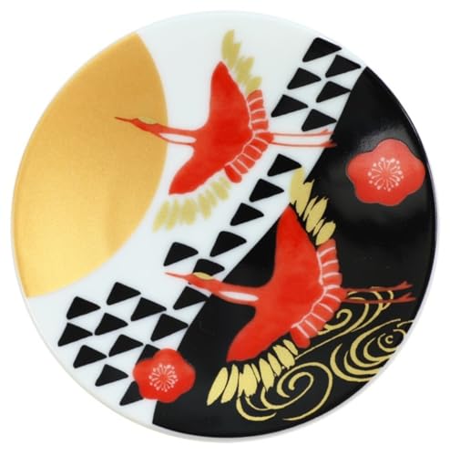 セラミック藍 RINPA縁起小皿 鶴 Φ9.4×H1.3cm 41485