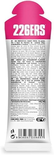 226ERS - High Fructose, Gel Energético para Deportistas, con Maltodextrina y Fructosa, Vegano y Sin Gluten, Aporte Hidratos de Carbono, Sabor Fresa, 1 Gel x 80 g - imagen 4