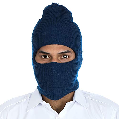 AMS Men's Wool Cap (AM Balaclava Cap 2_Blue_Free Size), Blue, One Size