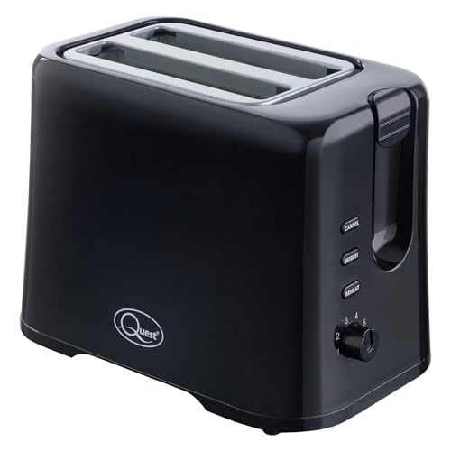 Quest 2 Slice Toaster/Variable Browning Control/Reheat and Defrost/Crumb Tray and Cord Storage/Black / 870W