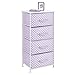 mDesign Tall Dresser Storage Tower Stand with 4 Removable Fabric Drawers - Steel Frame, Wood Top Organizer for Baby, Kid, and Teen Bedroom, Nursery, Playroom, or Dorm - Wisteria Purple/White Polka Dot