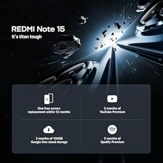 XIAOMI Redmi Note 15 Smartphone (8+128 GB) – 6000-mAh-Akku, wassergeschützt, 108-MP-Kamera, 6,77" FHD+ Display, Schwarz, 2 Jahre Garantie