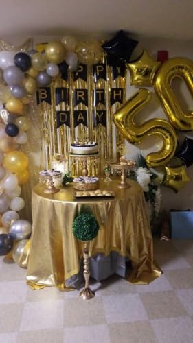 Image of Gold Number 50 Balloon 40 inch, 50 Number Balloons, 50th Gold Birthday Decorations, 50 Year Old Women Men Golden Party Supplies