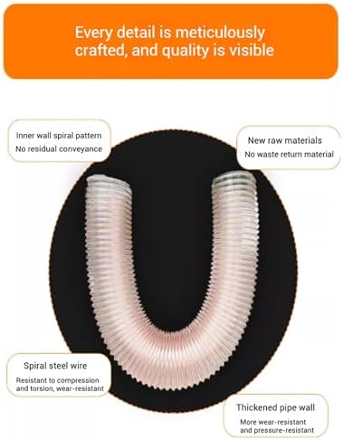 Puncture-Resistant 190mm Vacuum Hose, 100cm Flexible PU Duct with Copper-Plated Steel Wire for Dust Collection, 1.2mm Thick, Heavy-Duty, Durable, Industrial Use