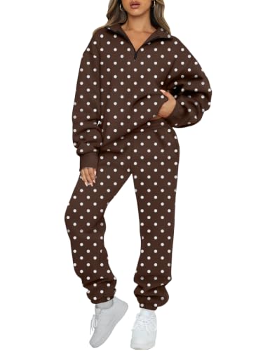 Image of AUTOMET Women's Sweatsuits 2 Piece Outfits Lounge Sets | Cozy Airport Outfits,Casual Sweat Sets for Fall and Winter,Half Zip Pullover and Baggy Sweatpants with Pockets
