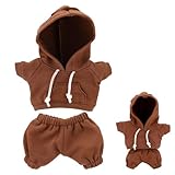 17cm/6.69in Doll Clothes Set, Sporty Fashion Hoodie & Pants Outfit Clothing Practical Costume Accessories for Cute Doll Dressing Collectors Toy Decoration & Daily Display (Brown)