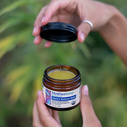 Image of Motherlove Mom's Bottom Balm (2 oz) Organic Herbal Salve w /Witch Hazel for Bottoms During Pregnancy & Postpartum -Non-GMO Ointment (Pack of 2)