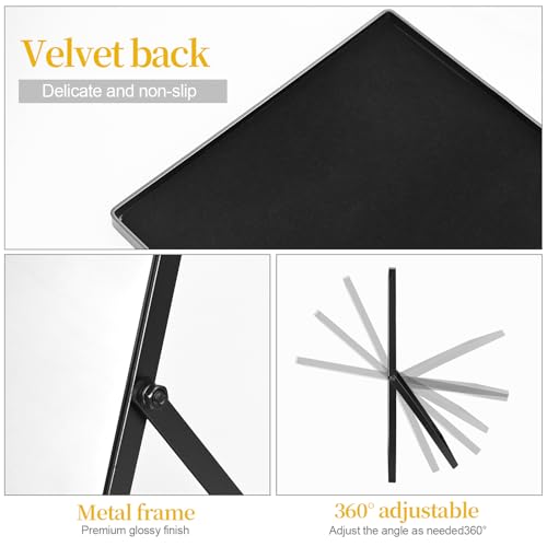 Espejo rectangular de mesa gris oscuro con soporte ajustable para baño y dormitorio 5