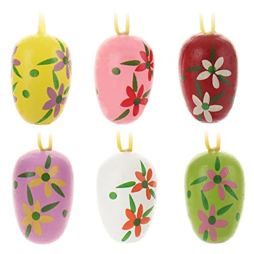 com-four® 24x Ostereier zum Aufhängen - Osterdeko aus Holz in tollen Farben - Deko Ostereier mit schönen Farben und Mustern (Lebendig / 1.9cm)