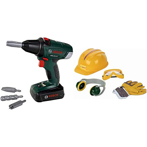 Theo Klein 8567 Bosch Akkuschrauber I Batteriebetriebener Bohrer/Schrauber, 20 cm x 6,5 cm x 19 cm & 8537 Zubehör-Set I…
