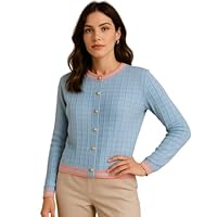 Casaco Tricot Modal Manga Longa Botões (BR, Alfa, Único, Regular, Regular, Azul Bebê)