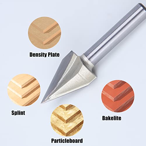 Huhao 1Pc Router Bits 45 Degree V Groove Bit 1/4 Inch Shank Cutting Tool 19/32 Inch Cutting Dia Cnc V Bit For Woodworking Door Engraving #TOP3