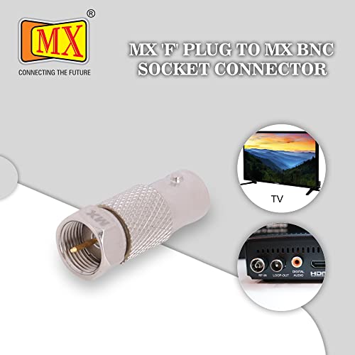 Image of MX Male F Type Connector to BNC Female Connector for TV Cable Tight Corners Wall Plate Mounted Flat Panel TV Mounting Setup Box (PACK OF 2)
