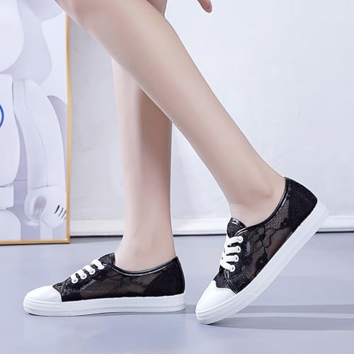 Tenis de malla de encaje para mujer transpirables para caminar fresca 7