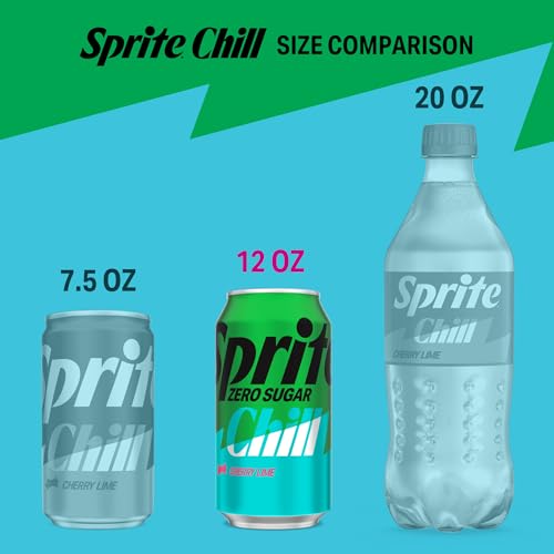 Image of Sprite Chill Zero Sugar Cherry Lime Natural Flavor Soda Soft Drink Cans, 12 fl oz, 12 Pack