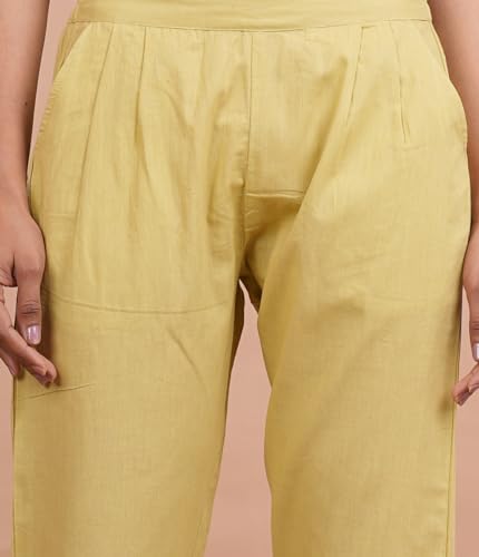 Image of Women's Cotton Ankle Fit Trouser Pants for Women & Girls | Women Regular Fit with Two Pocket Trouser for Office School Formal Casual Daily Use