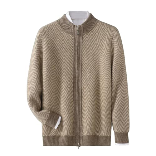 Men's Winter Thick Cashmere Cardigan Half High Collar Color Zipper Sweater Knitted Casual Soft Warm