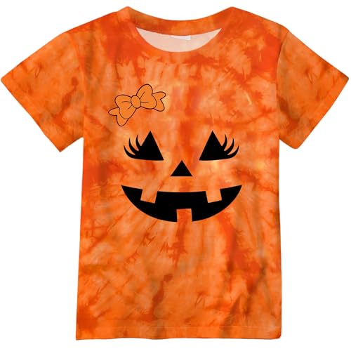 Boys Halloween Short Sleeve Shirts Toddler T-Shirt for Kids 3D Graphic Spooky Boo Pumpkin Tees Top Age 3-14 Years