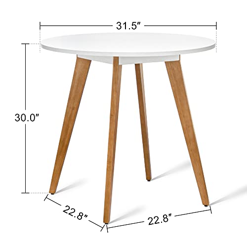 Comfy To Go 31.5" Round Dining Table, Small Kitchen Table With Solid Wood Legs, Modern Dining Room Table For Dining Breakfast Leisure Cafe, 2 To 4 People(White) #TOP1
