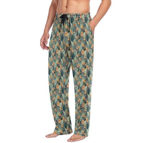 Aflyko Botanic Men's Pajama Pants Bird Of Paradise Green Pjs Sleepwear Bottoms2